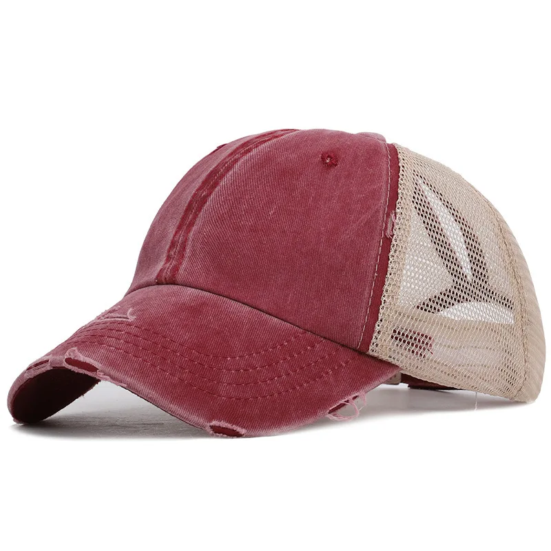 

Wholesale Hot Washed Unisex Retro embroidery Snapback Hip Hop Hat Baseball Cap Men/Women Trucker Mesh Golf Tennis