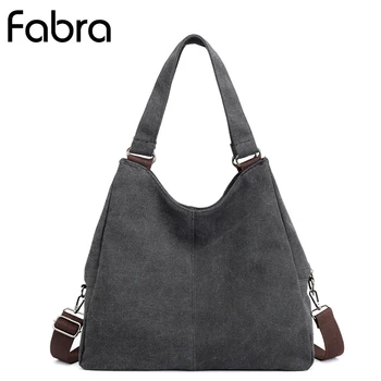 

Fabra Women Canvas Handbags Female Hobos Single Shoulder Messenger Bags Woman Crossbody Pack Vintage Solid Multi-Color Big Totes