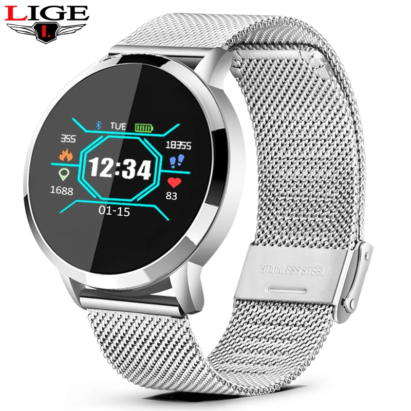 

LIGE Health Smart Bracelet Sport Smartwatch Men Waterproof Fitness Tracker heart rate blood Pressure Monitor Pedometer Wristband