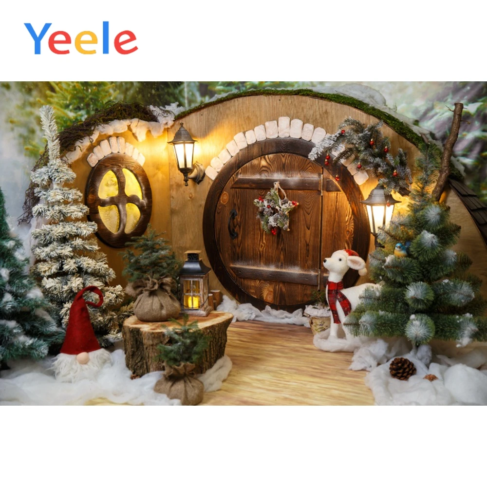 

Yeele Christmas Backdrop Wall Snow Tree Santa Clause Deer Gift Kid Gift Pine Photography Background Vinyl Decor For Photo Studio