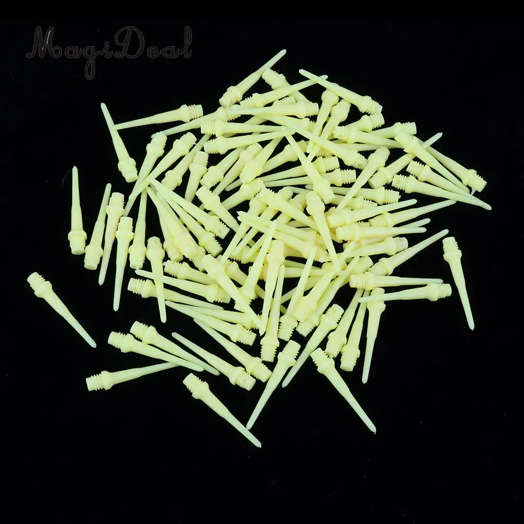 MagiDeal 100 Pieces Dart Soft Tips Points 2BA Standard Darts Needle Yellow