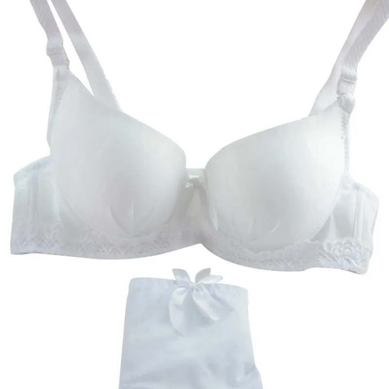

2019 New Style Solid Color Simple Women Seamless Underwear Push Up Set Padded Bra + Briefs Set