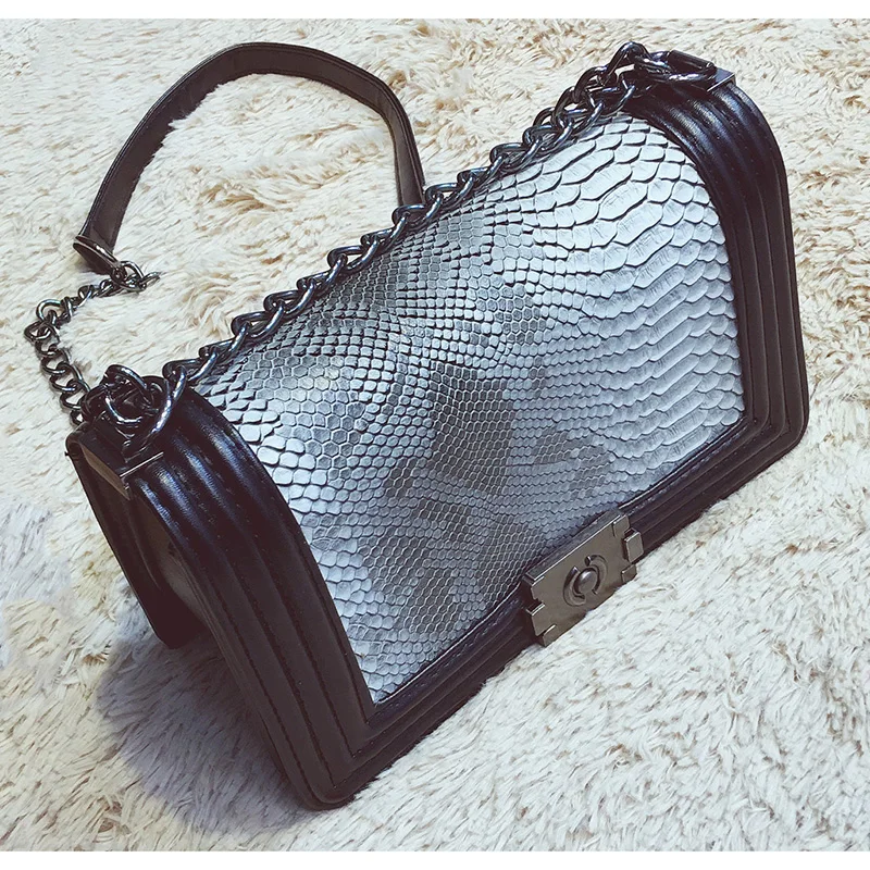 classical chain bag with snake skin pattern pochette sac femme vintage Women Shoulder Bags retro sac a main femme crossbody bags