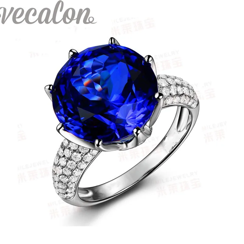 vecalon fashion crown wedding ring for women round 8ct stone aaaaa zircon cz 925 sterling silver - Crown Wedding Ring vecalon fashion crown wedding ring for women round 8ct stone aaaaa zircon cz 925 sterling silver - Crown Wedding Ring