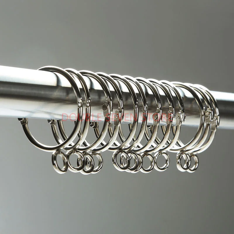 

12Pcs 5cm Stainless Steel Round Circular Shower Curtain Hooks Rings Anti Rust Silver Hinges Closure Mechanism Durable Slideable