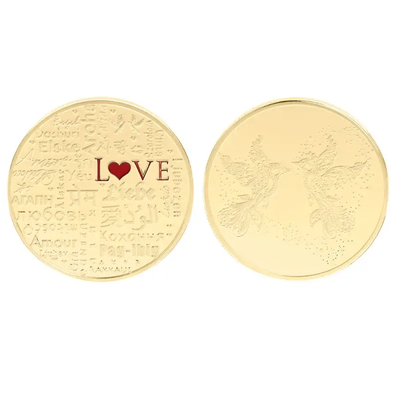 Памятная монета любовь птицы пара летающие коллекция монеты сувенир покрытием из сплава серебристый золотистый художественные подарки Домашний декор