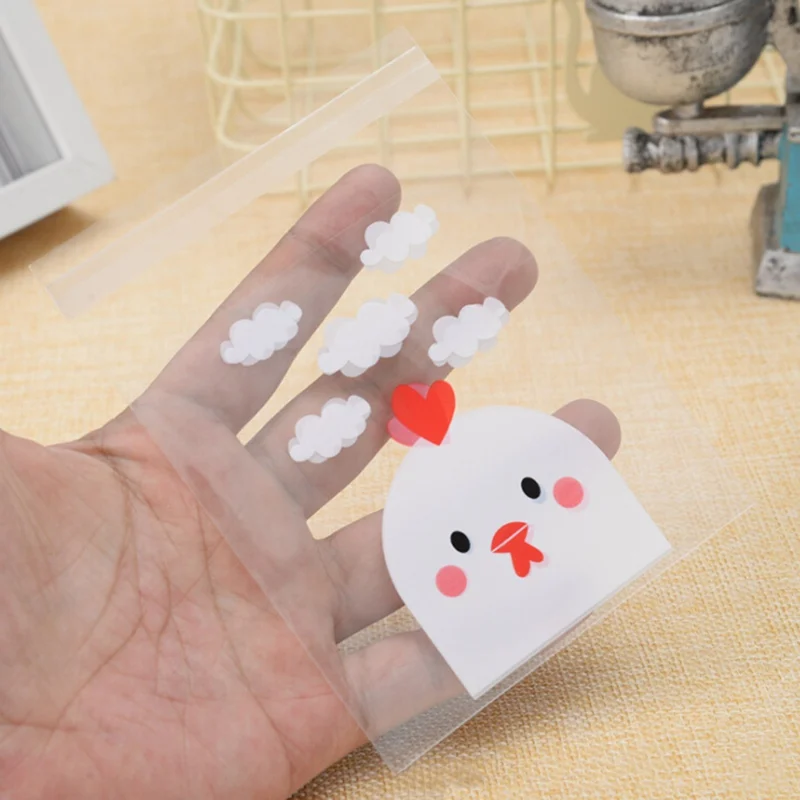 Plastic Resealable Biscuit Bags Pig And Rabbit Self-Adhesive About 100pcs