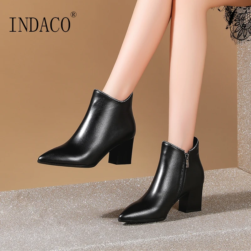 

Ankle Boots for Women Fashion Booties High Heel Boots for Autumn Winter 6.5cm Big Size