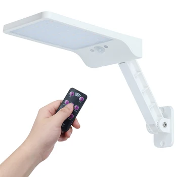 QLTEG 48 LED 태양광 조명, PIR 모션 센서, IP65 방수, 야외 거리 벽 정원 램프, 회전 원격 제어, 800LM