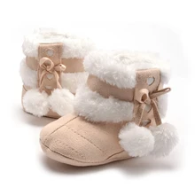 Милая теплая зимняя обувь из хлопка; 4 цвета; детская обувь на мягкой подошве для новорожденных; зимняя детская обувь для девочек; нескользящие рождественские ботиночки
