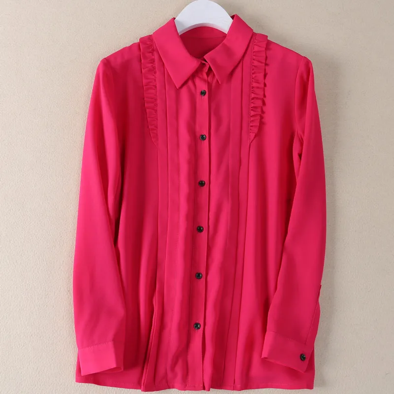 

Women Shirts Long Sleeve Rose Color Autumn Blouse