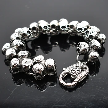 

AMUMIU Stainless Steel Skull Bracelet For Men Fashion Mens Biker Jewelry Accessory Punk Rock Men's Bracelets Bangles HZB109