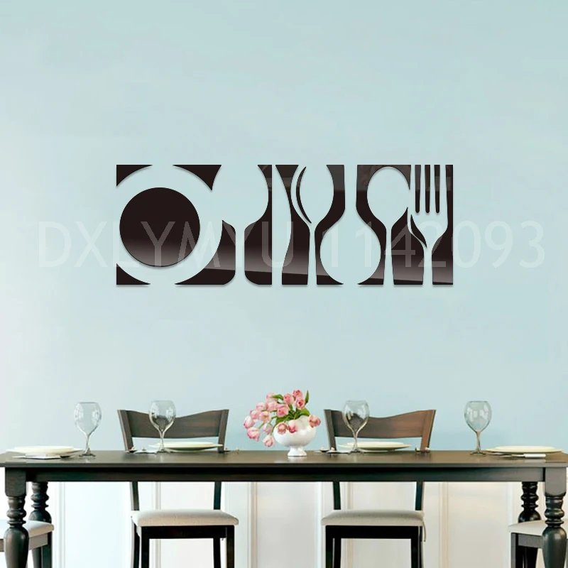 

Mirror Wall Stickers Home Decor Removable DIY Kitchen Restaurant Living Room Decoration Tableware Pattern Wall Decals Poster