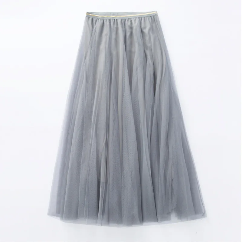 

Fashion Lady Skirts High Waist A-Line Women Pleated Skirts Solid Color Ankle Length Elastic Girl Skirt black Party Casual Skirt