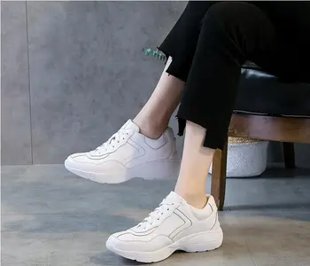 

High quality!2018 New Cowhide leather Flat shoes Women Trainers Breathable Shoes,Free shipping