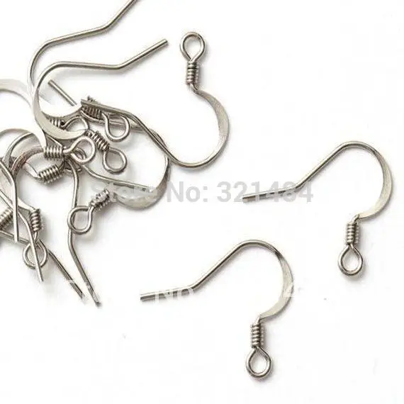 

Free ship! 2000PCS Rhodium Dull Silver Plated Flat French Earwire Earring Hook Wires Findings For Jewelry Bead Making