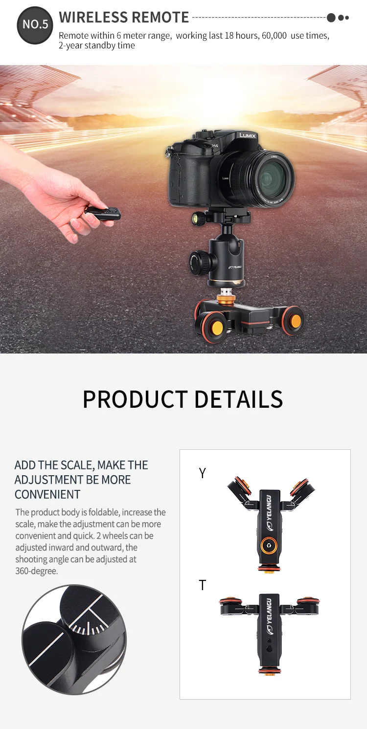 YELANGU-L4X-Autodolly-Electric-Slider-Motorized-Pulley-Car-Cine-Dollies-Pulley-Rolling-Skater-with-Wireless-Remote-for-DLSR-Camera-Video-Camcorder-Smart-Phone (6)