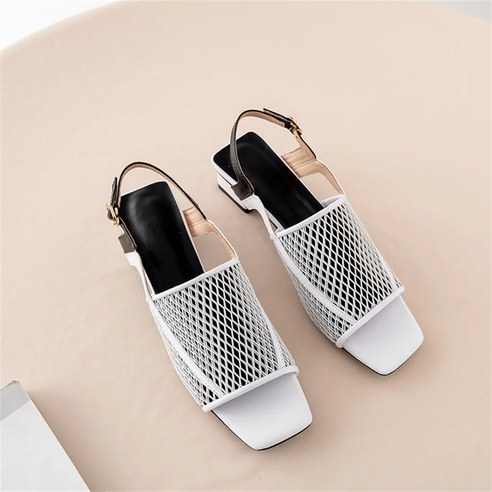 

2019 summer women's sandals 3CM thick high heel high quality real leather material open toe shoes fashion women's sandals