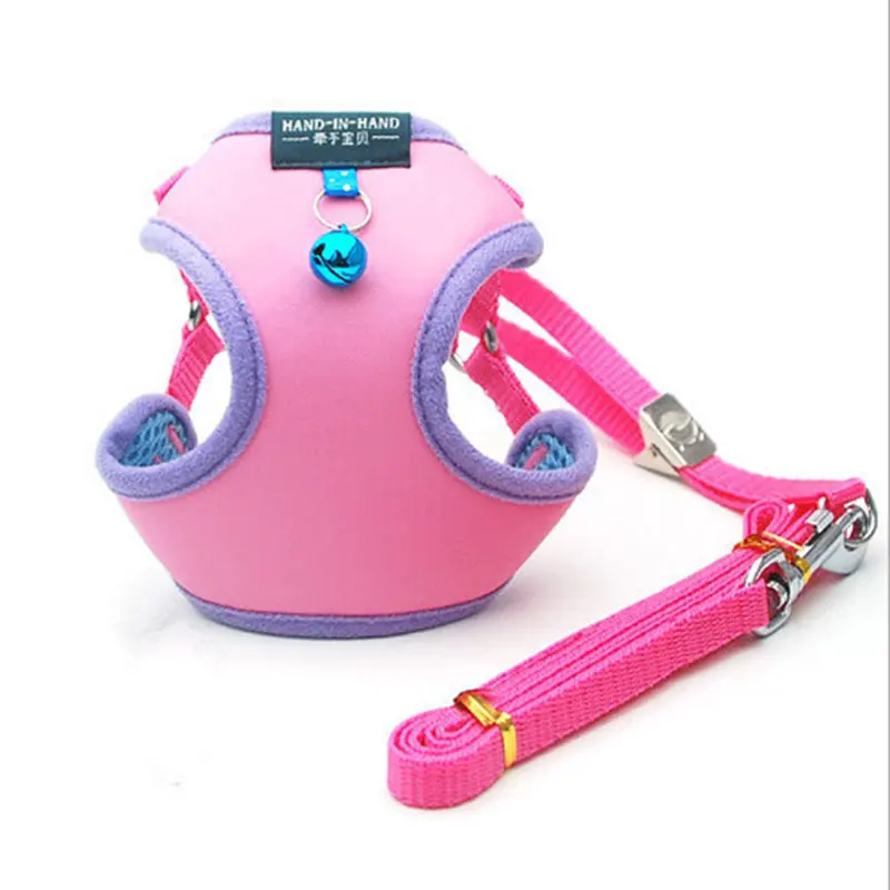 Puppy Dog Harness Soft Leather Protective Dog Vest Leash Lead Set with