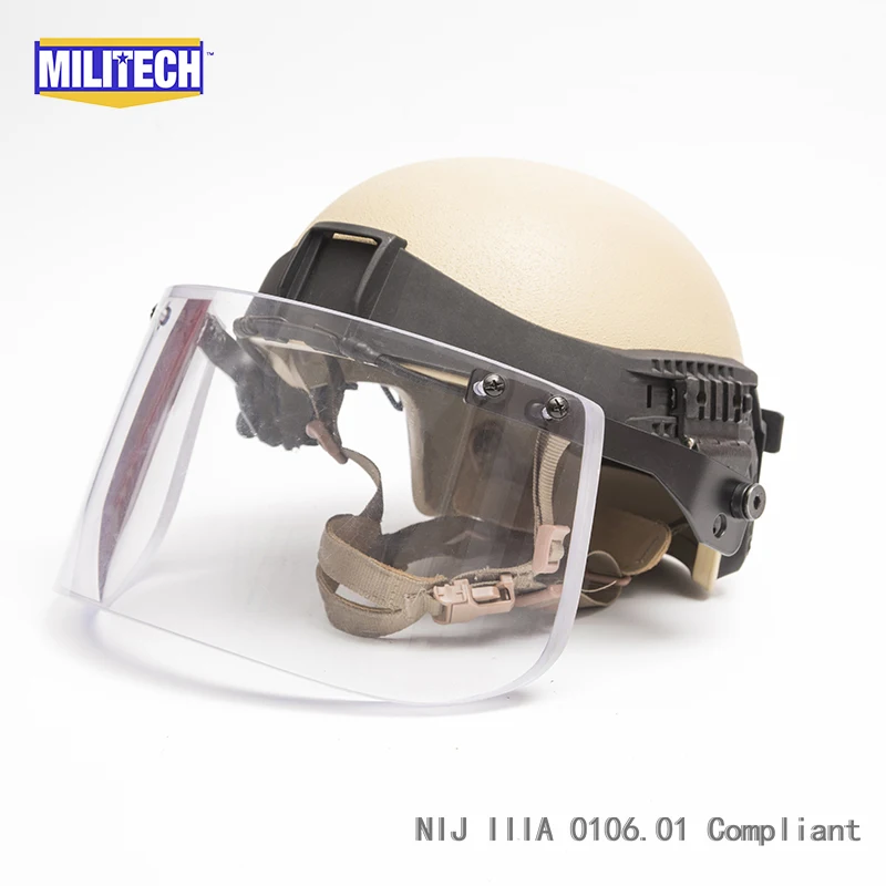 Militech DE High Cut Level IIIA 3A Kevlar Infantry Ballistic Bulletproof Tactical Helmet Visor Set Deal With 5 Years Warranty