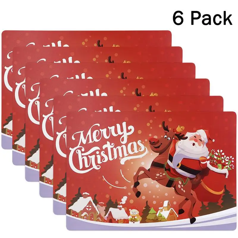 

BESTONZON 6PCS Anti-Slip Christmas Placemats Heat-Resistant Cup Coasters Decor Table Mats For Hotel Home Restaurant