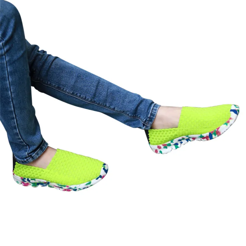 Comfortable Shoes Women Woven Flat Breathable Shallow Mouth Lazy Slip Resistant Leisure Sport Shoe Running Shoes Adult #2O24#F (33)