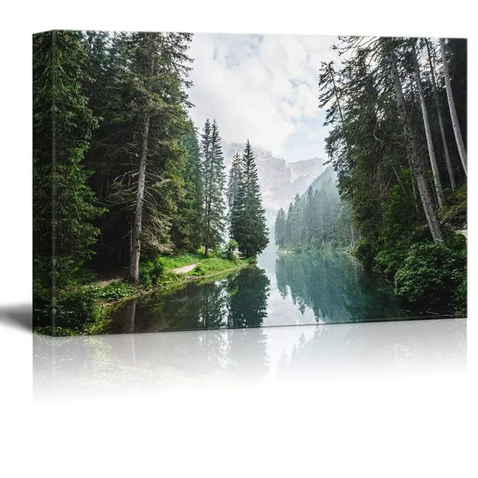 

Modular Canvas Art Pictures 1 Piece Fog Forest Mountain Lake Trees Poster Living Room Prints Scenery Painting Home Wall Decor