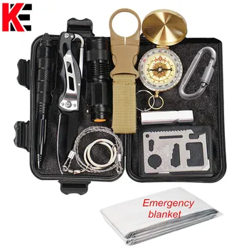 

Outdoor survival kit Set Camping Tools Multifunction First aid SOS EDC Emergency Supplies Tactical for Wilderness tool garget
