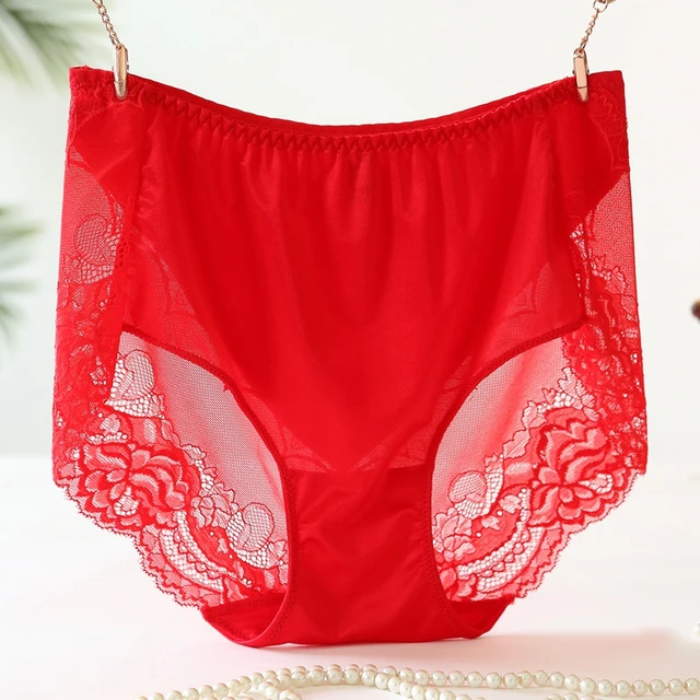 Aliexpress.com : Buy High Waist Lace Plus Size Panties Women Ice Silk ...