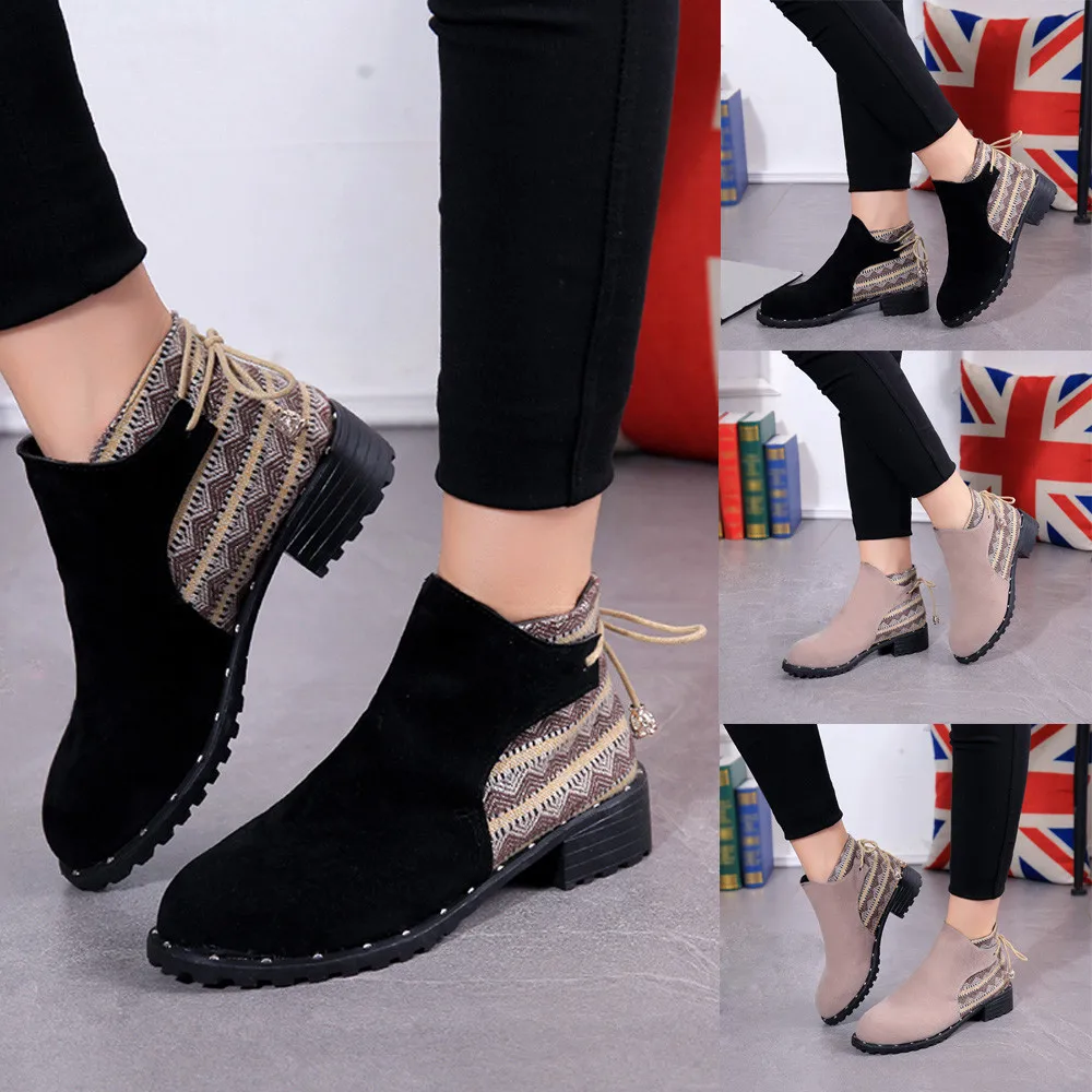 

2019NEWShoes Women Flcok Boots Wedges Low Zipper Middle Tube Boots Casual Shoes Martin Boots botines mujer 2018