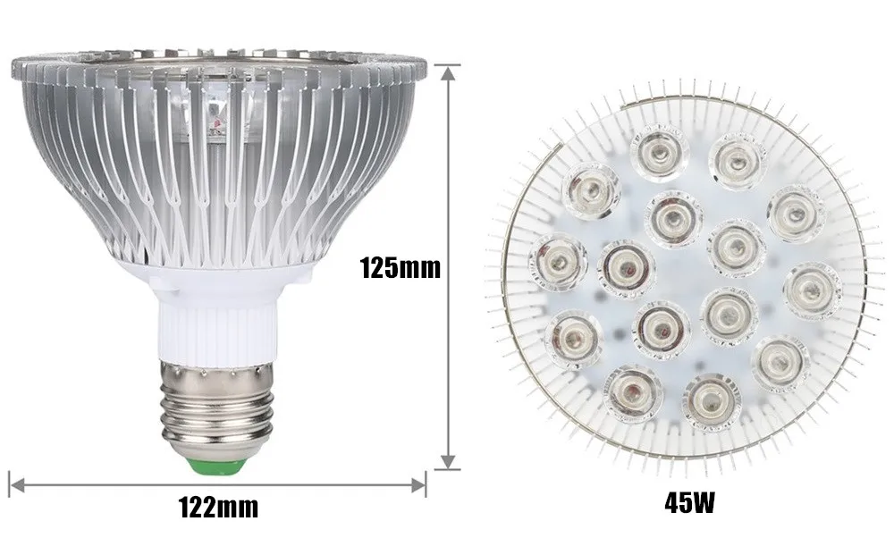 15 Вт/21 Вт/27 Вт/36 Вт/45 Вт/54 Вт Светодиодный светильник для выращивания растений в помещении E27 AC85-265V красный+ синий светодиодный светильник для выращивания растений
