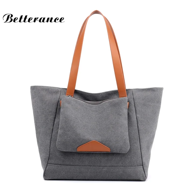 

Betterance 2018 New Soft bolsos tote Canvas casual tote bags women daily Shoulder Bag handbag large capacity bolsa feminina