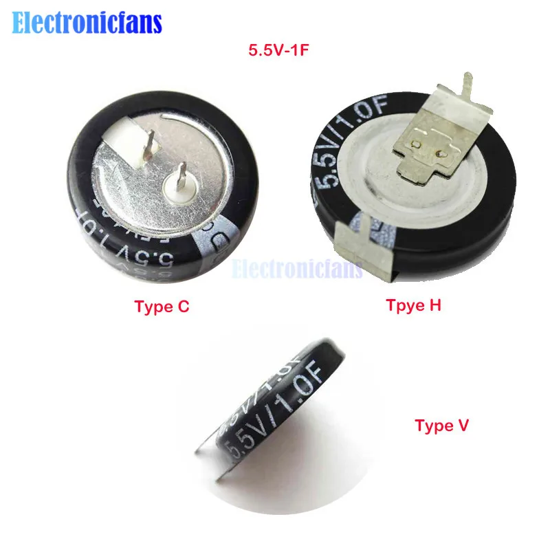 1F 5,5 V фарад конденсатор 5,5 v 1F 1.0F супер конденсатор кнопка типа H/V/C Тип 5.5V1F ультра конденсатор низкий ESR