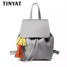 Tinyat weichen pu-leder rucksack frauen taschen mode quaste tasche mädchen europäischen stil schule rucksack taschen schulter reisetasche w511