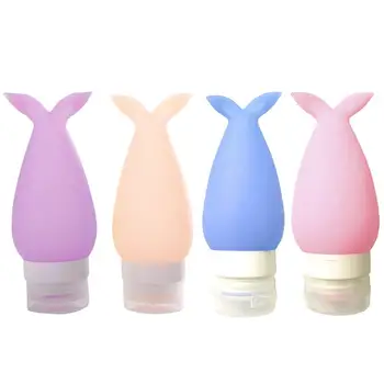 

4pcs 90ml Travel Bottle Mermaid Style Silicone LeakProof Refillable Bottles for Shampoo Conditioner Lotion Sunblock Toiletries