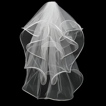 

Short Veil Wholesale Simple Tulle Wedding Veils Four Layer Bridal Accesories Beads Wedding Veils ACCESSORIES