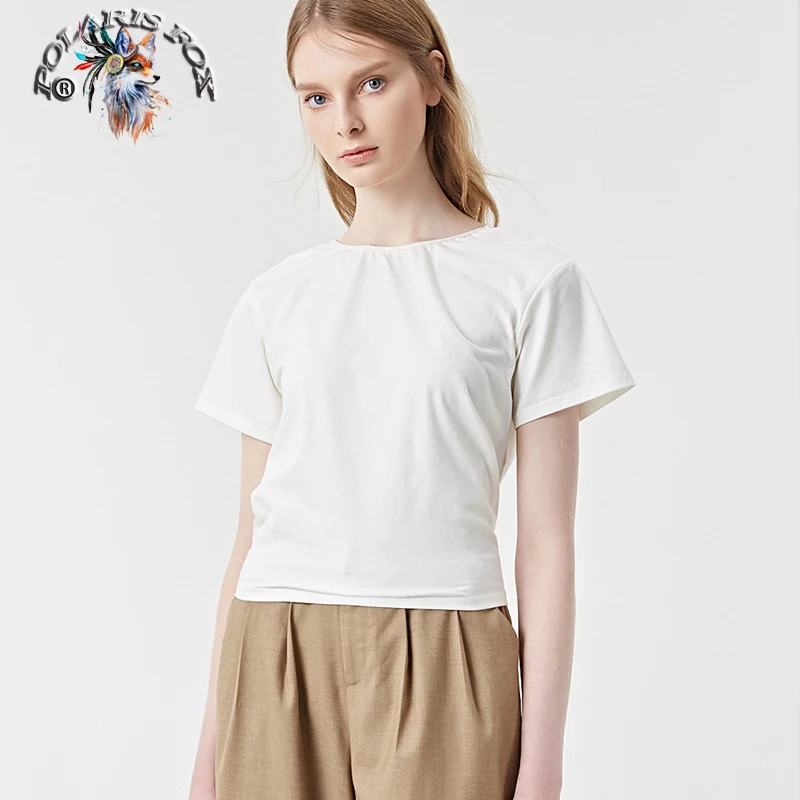 2018 Summer sexy Shirt Women Loose Style Solid blouse new summer beach vacation butterfly bow and back tie round neck sexy shirt Blouses