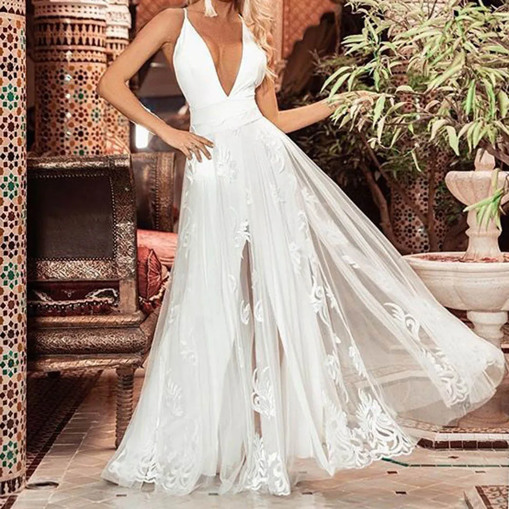 

Ladies New Sexy Glamorous Deep V Lace Waist Sleeveless Sling Dinner Party Elegant Fashion Dress vestidos robe femme 40*