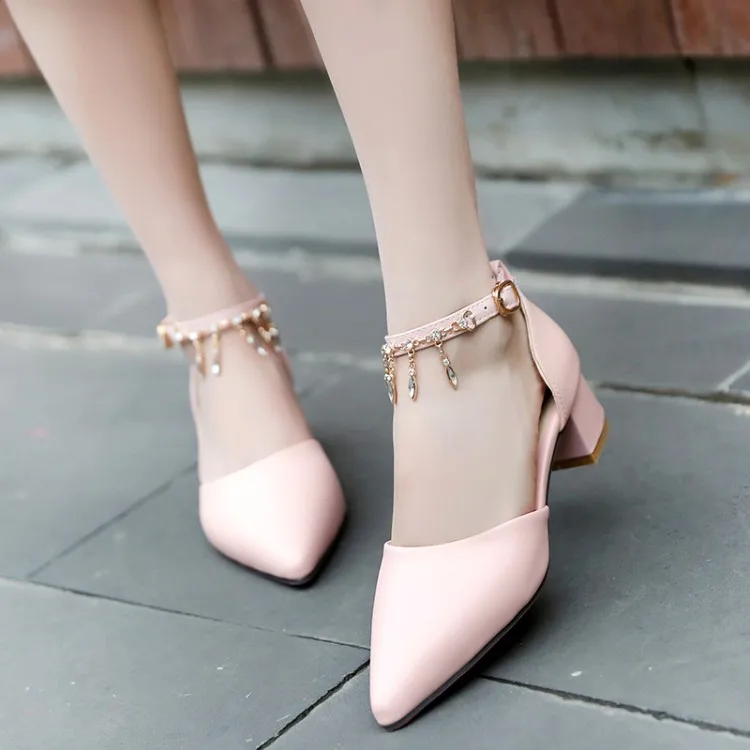 

Big Size 11 12 13 14 15 16 17 high heels sandals women shoes woman summer ladies One-word buckle square and shallow mouth