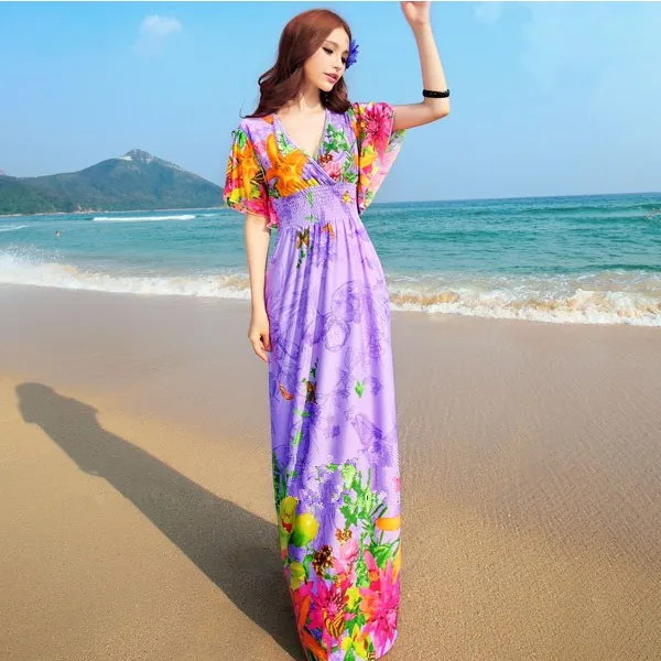 2015 Fashion Women Long Dresses Summer Casual Korean Style Sexy Sea ...