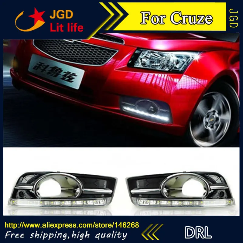 Бесплатная доставка ! 12В 6000K СИД DRL дневного света для Cruze 2009-2012 противотуманная фара Бесплатная доставка ! 12В 6000K СИД DRL дневного света для Cruze 2009-2012 противотуманная фара