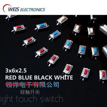 

3000PCS 3X6X2.5MM 3*6*2.5 SMD-2 light push button switch touch switches RED BLACK BLUE WHITE COLORFUL