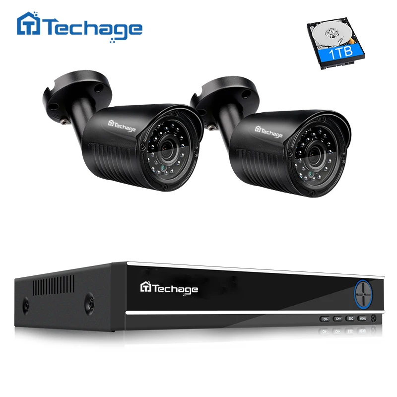 

Techage 4CH 1080P HDMI Output DVR AHD CCTV System 2PCS 1.0MP 720P Camera Outdoor Waterproof Video Security Surveillance DIY Kit