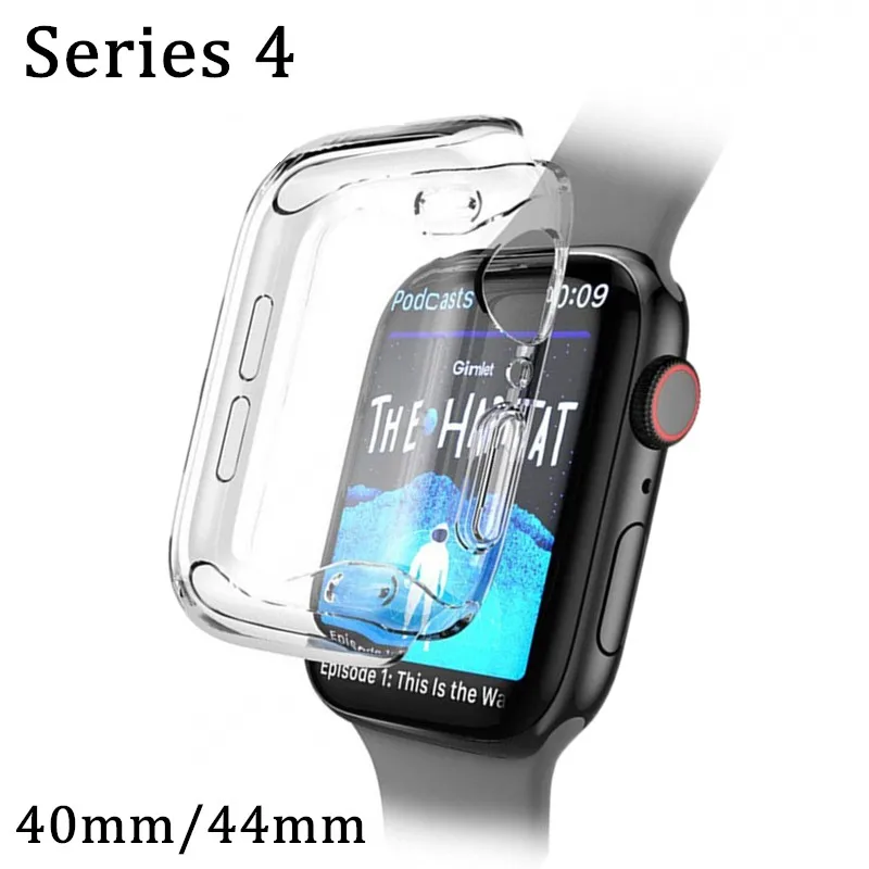 Watch Cover for Apple Watch Case 40mm 44mm Series 4 Soft Slim TPU Ultra-thin Transparent Screen Protector Case Watch Accessories