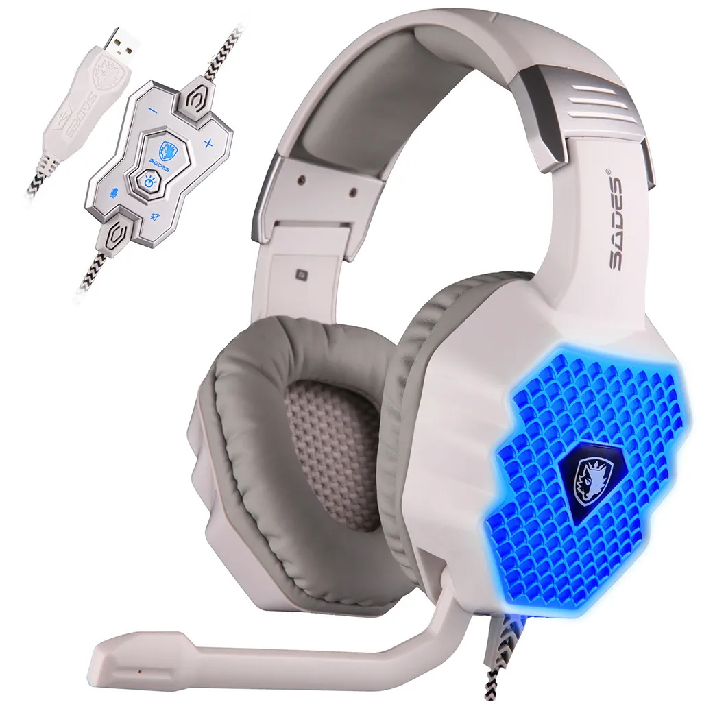 

SADES A70 Breathing Lamp Computer Game Wired Headset Microphone USB7.1 Headphone NO1