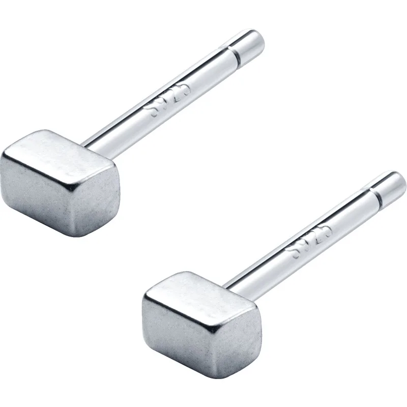 

AMOURJOUX Real 925 Sterling Silver Polish Square ChStud Earrings For Women Fashion Studs Earring Dropship