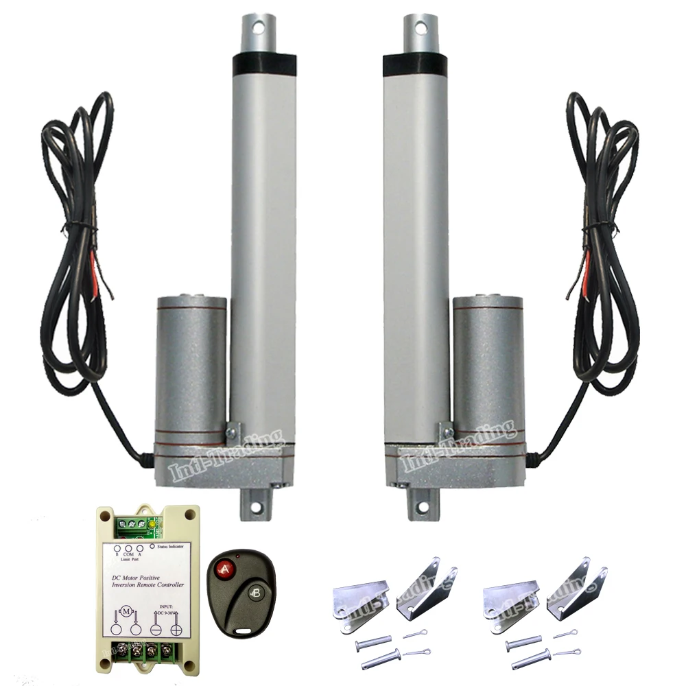 2X DC 12V 330lbs 150mm 6" Stroke Heavy Duty Linear Actuator &Wireless