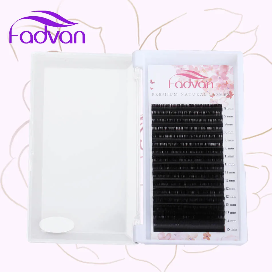 

Fadvan 16 Rows/Case 8~15mm Mix Natural Synthetic Mink Individual Eyelash Extension Makeup Professional Lashes for Makeup