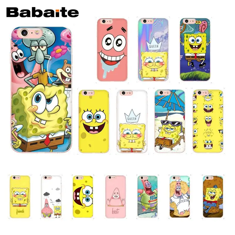 Babaite SpongeBob SquarePants Sponge Bob Phone Case for iPhone 6S 6plus 7 7plus 8 8Plus X Xs MAX 5 5S XR 10