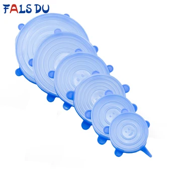 

3/6 Pcs Reusable Silicone Stretch Lids Universal Silicone Food Wrap Bowl Pot Lid Silicone Cover Pan Cooking Kitchen Accessories